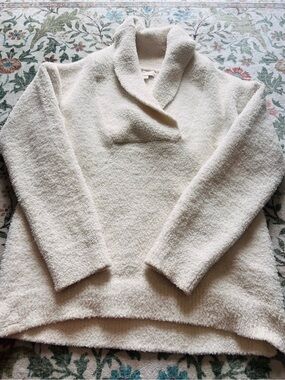 Barefoot Dreams Cozychic White Sweater XS Shawl Collar